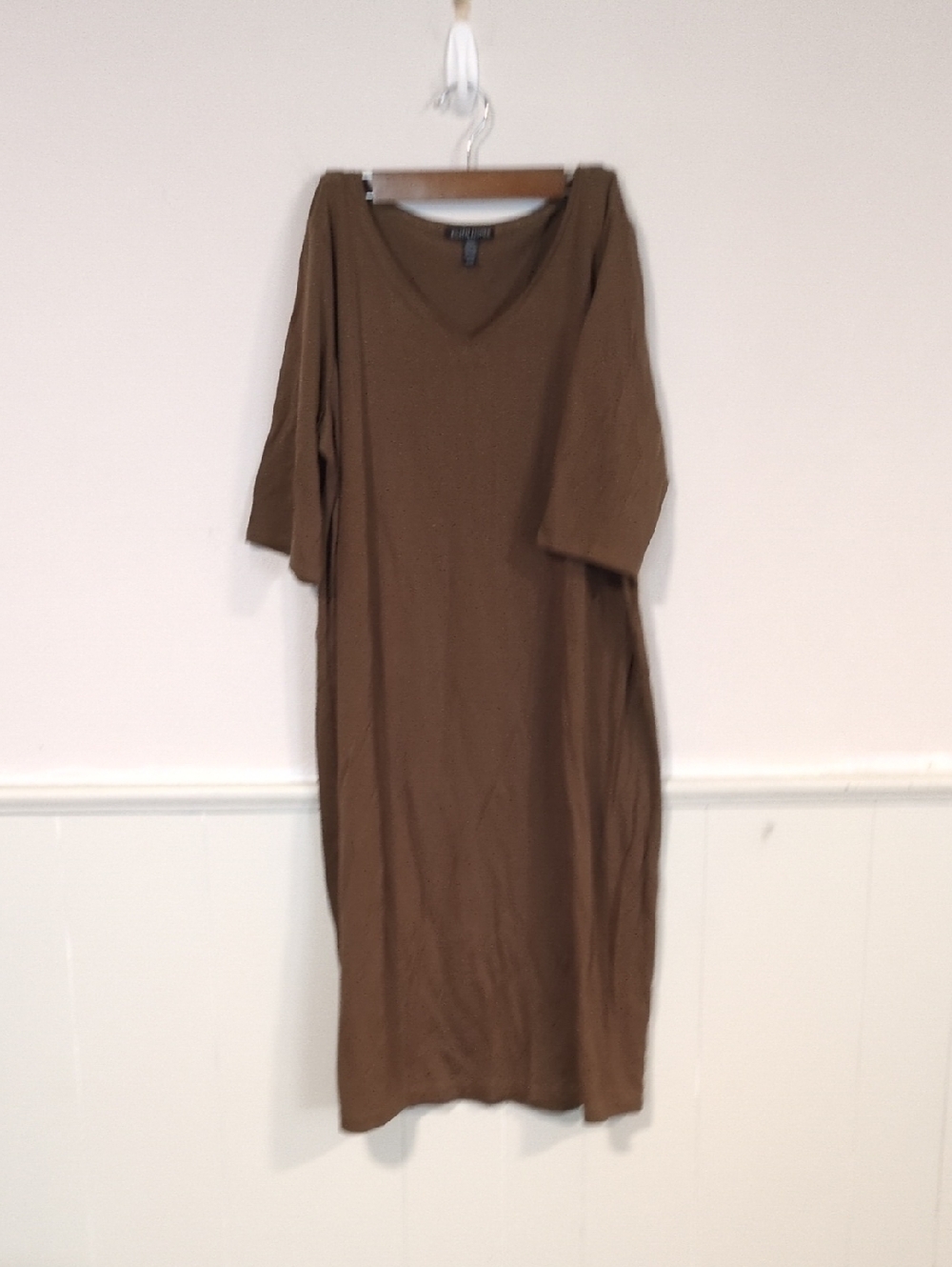Eileen Fisher Brown V-Neck Dress